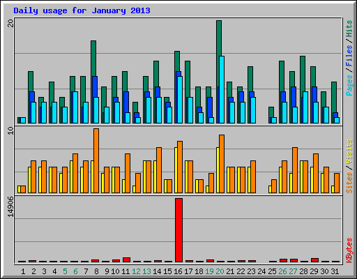 Daily usage for January 2013