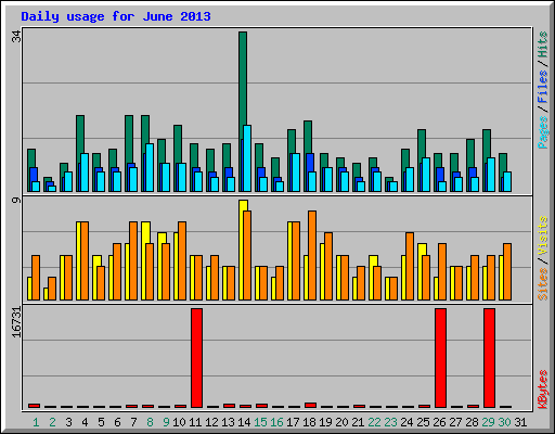 Daily usage for June 2013