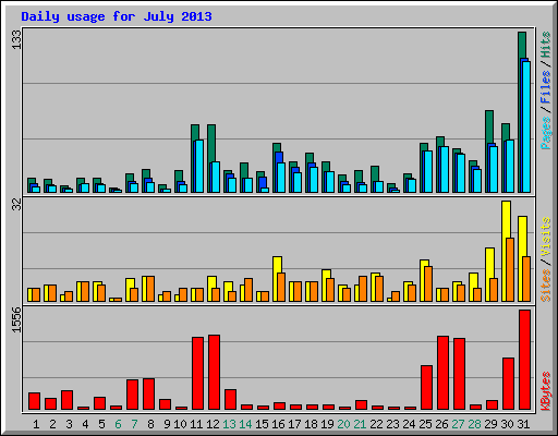 Daily usage for July 2013