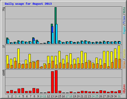 Daily usage for August 2013