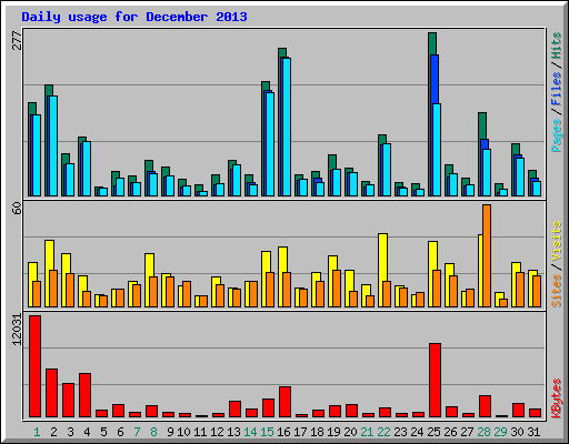 Daily usage for December 2013