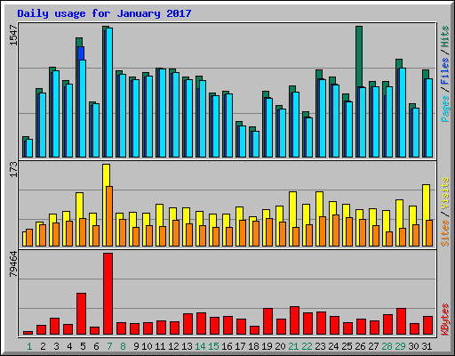Daily usage for January 2017
