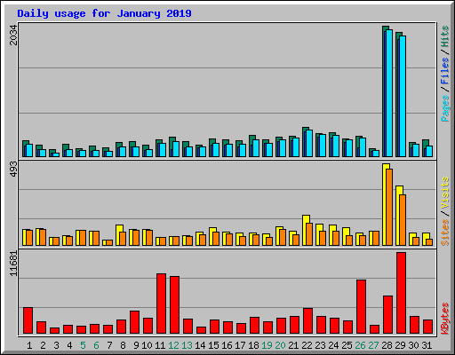 Daily usage for January 2019