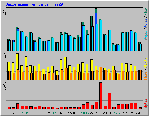 Daily usage for January 2020