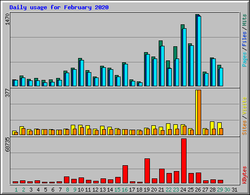 Daily usage for February 2020