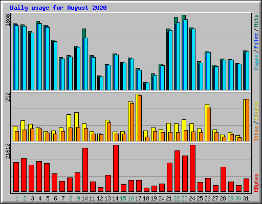 Daily usage for August 2020