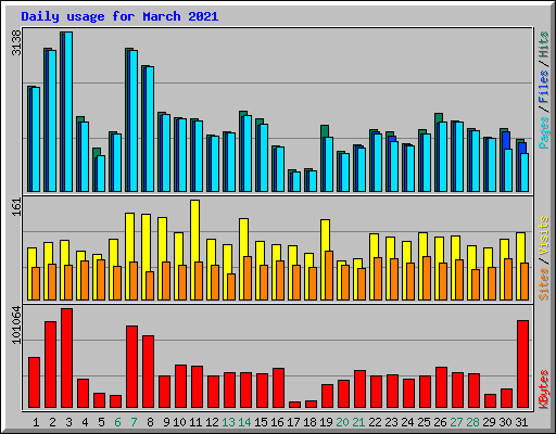 Daily usage for March 2021