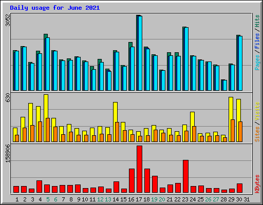 Daily usage for June 2021