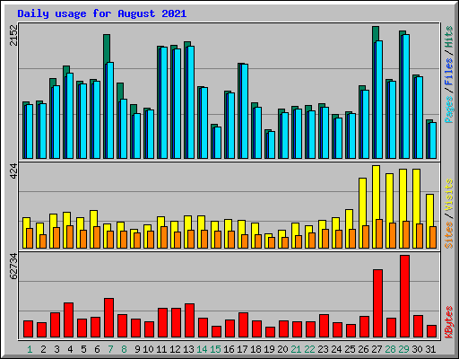Daily usage for August 2021