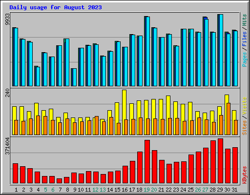 Daily usage for August 2023