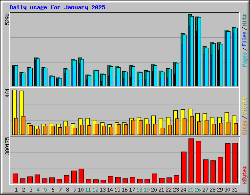 Daily usage for January 2025