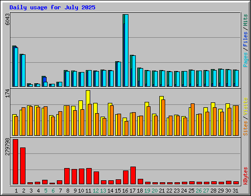 Daily usage for July 2025