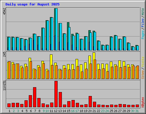 Daily usage for August 2025