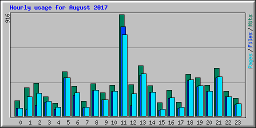 Hourly usage for August 2017