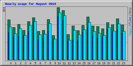 Hourly usage for August 2019